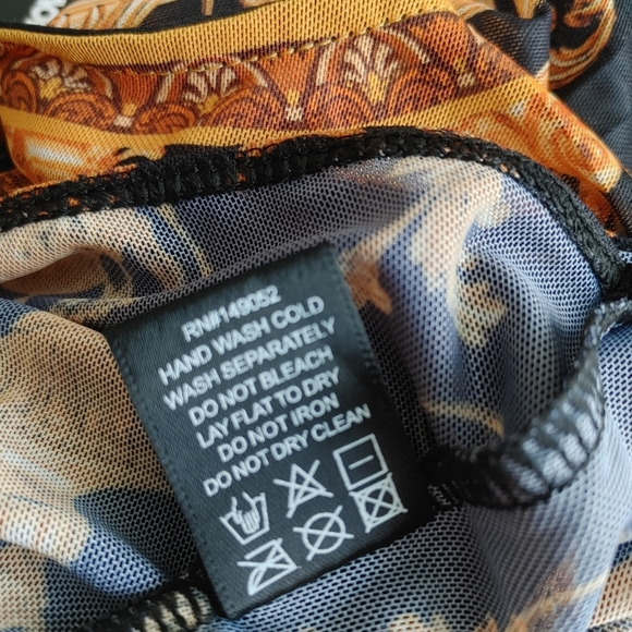 Black and Gold Mesh Bodysuit - Picture 2 of 4